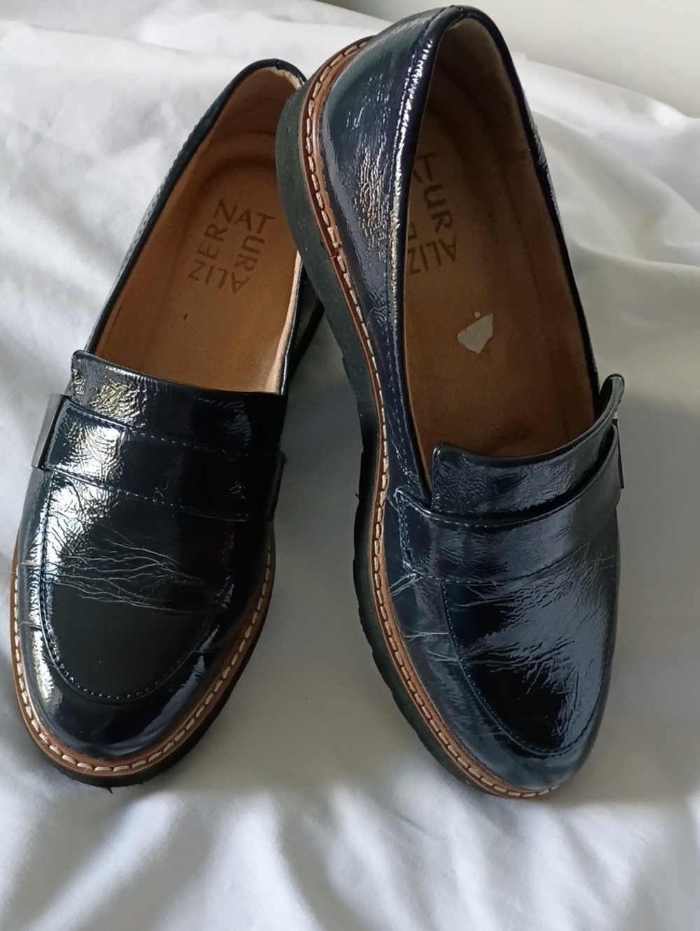 Naturalizer Navy Patent Leather Penny Loafers
